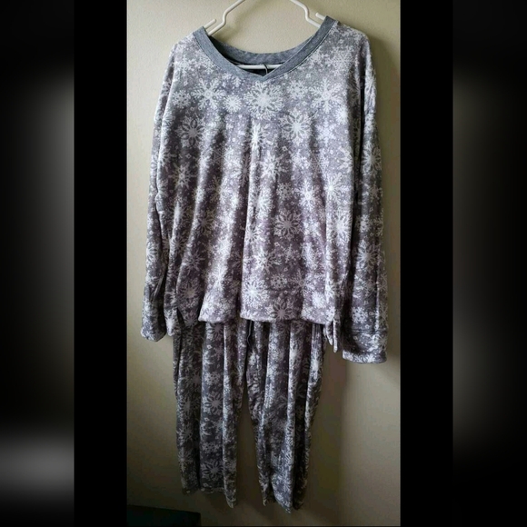 Nautica Women's 2 Piece Fleece Pajama Sleepwear Set Grey Large - Picture 5 of 8